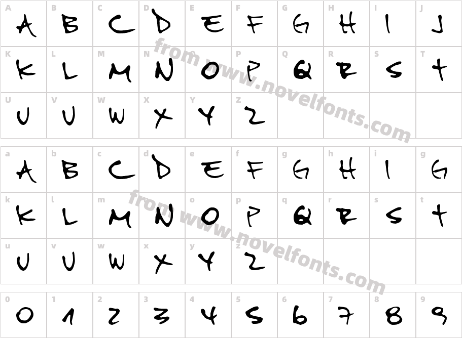 PipeFont2Character Map