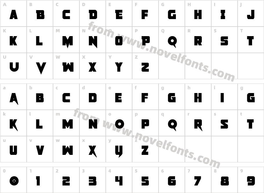 Pistoleer BoldCharacter Map