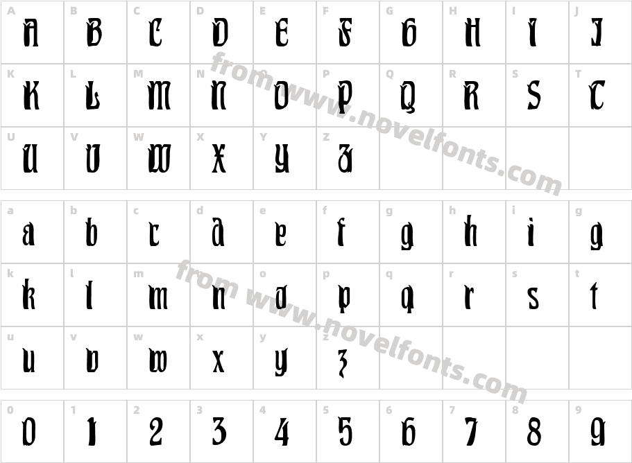 Pittoresk CondensedCharacter Map