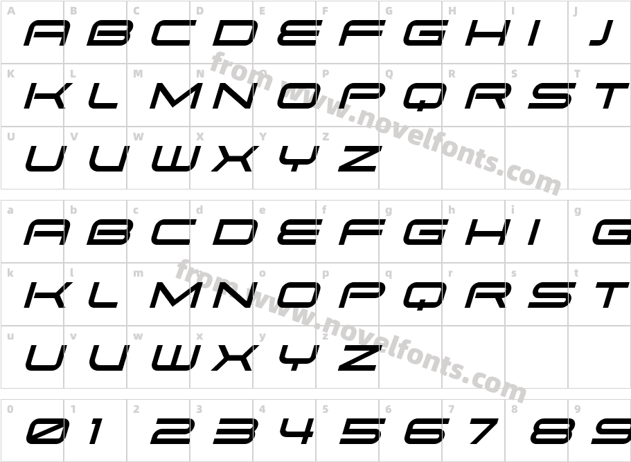 Pitviper ItalicCharacter Map