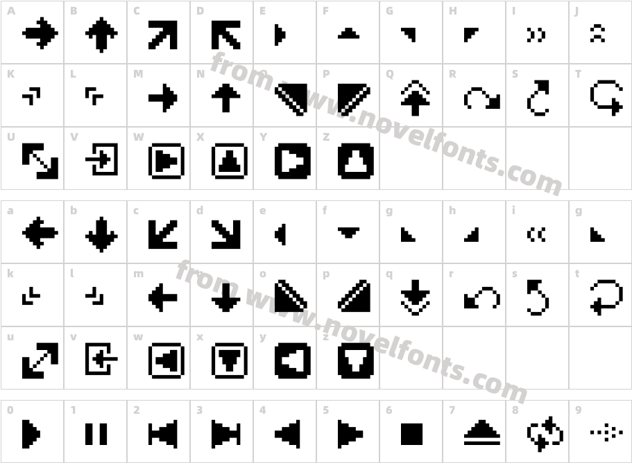 PixArrowsCharacter Map