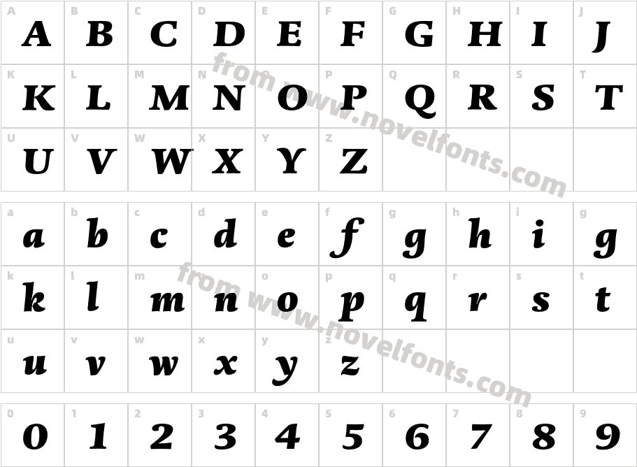 DTLDorianT-HeavyItalicCharacter Map