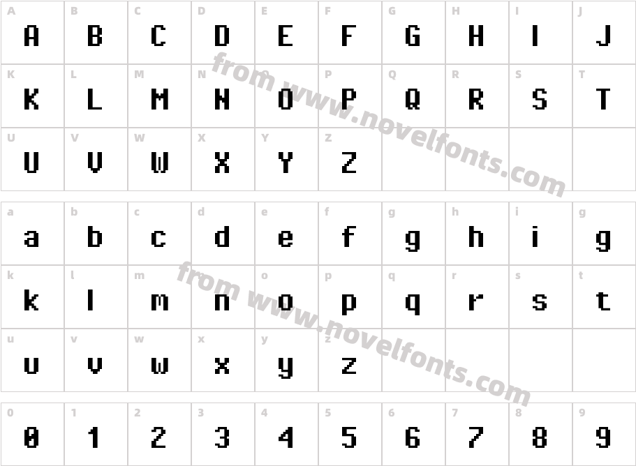 Pixel Operator BoldCharacter Map