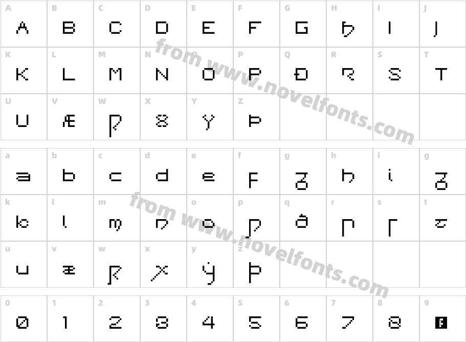 PixelOldEnglish RegularCharacter Map