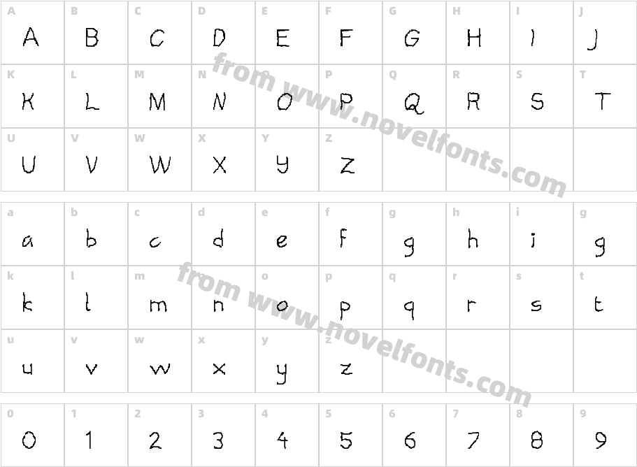 Pixelized Handwriting RegularCharacter Map