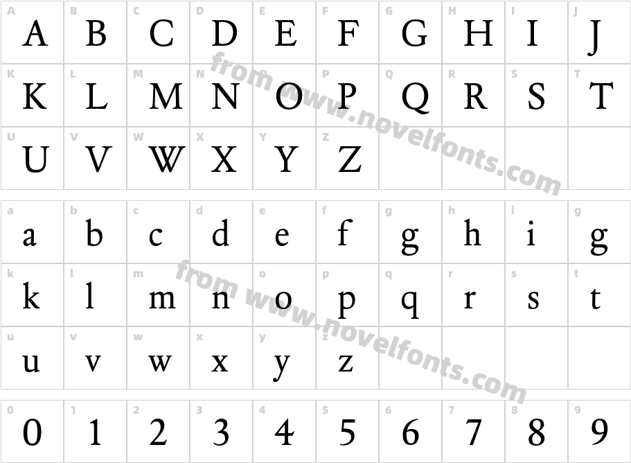 DTLElzevirTBookCharacter Map