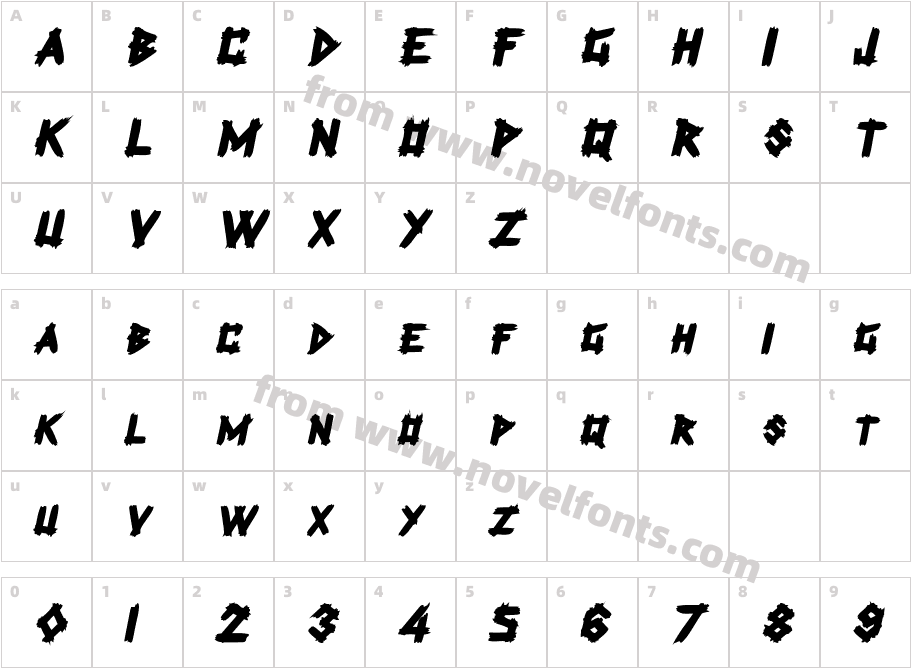 PlanksDisplayCaps Bold ItalicCharacter Map