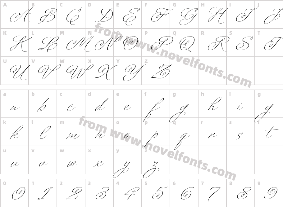 Platinus Script Pro NormalCharacter Map