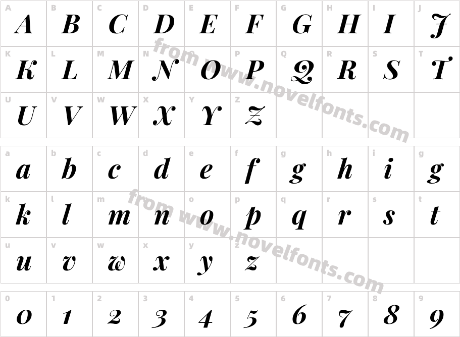 Playfair Display Bold ItalicCharacter Map