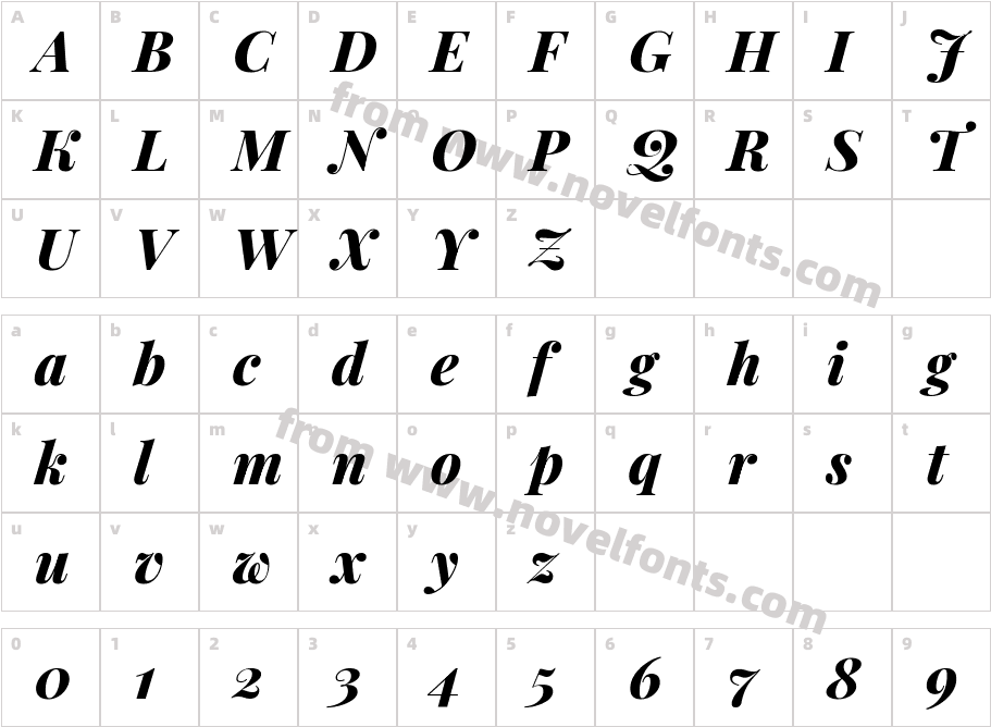 Playfair Display ExtraBold ItalicCharacter Map