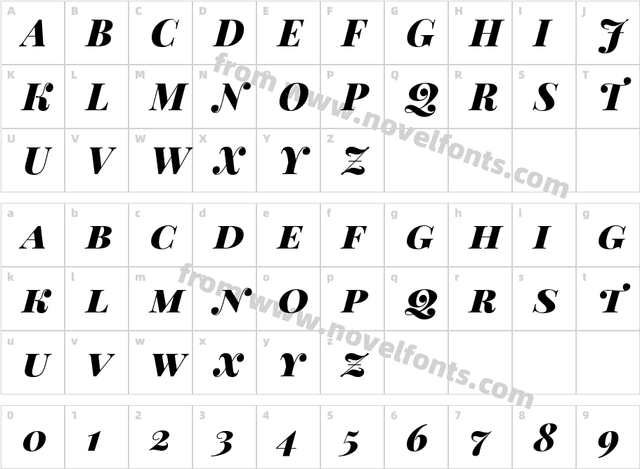 Playfair Display SC Black ItalicCharacter Map