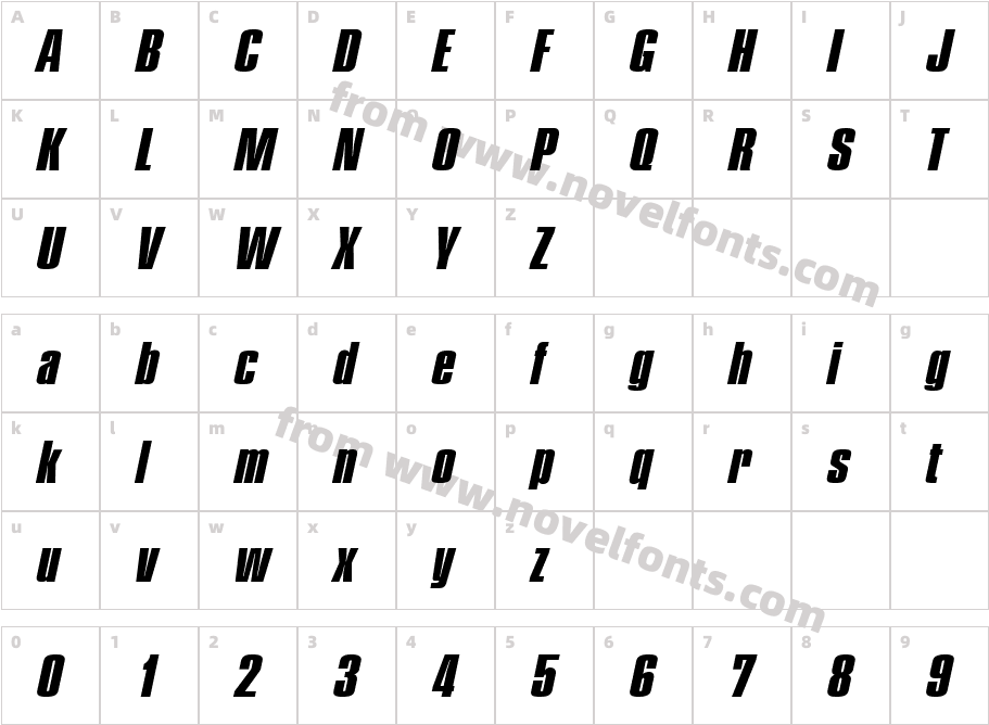 PledgeHeavy ItalicCharacter Map