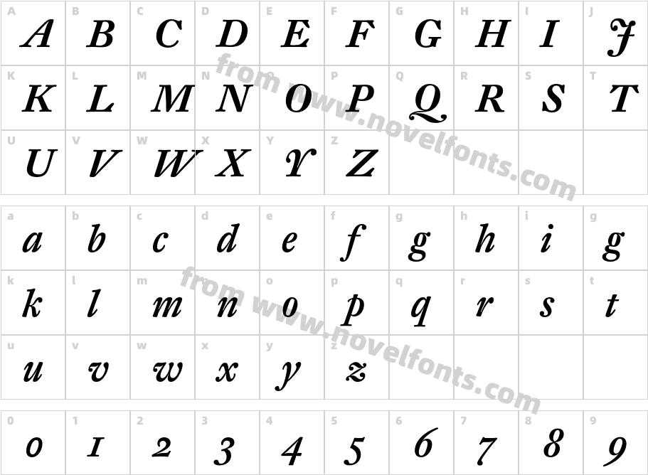 DTLFleischmannST-MediumItalicCharacter Map