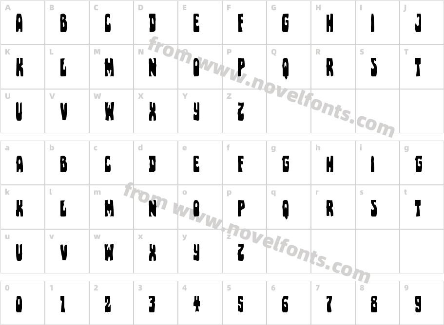 Pocket Monster CondensedCharacter Map