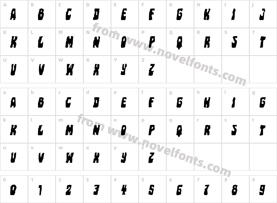 Pocket Monster Mangled ItalicCharacter Map