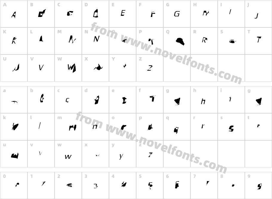 Pointer Extended ObliqueCharacter Map