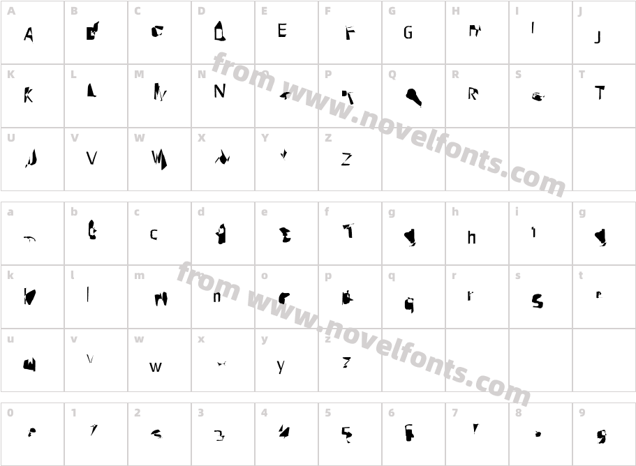 Pointer ExtraCondensedCharacter Map