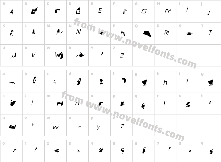 Pointer ExtraExtended ObliqueCharacter Map