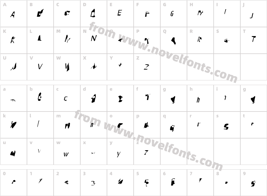 Pointer HyperCondensed ObliqueCharacter Map