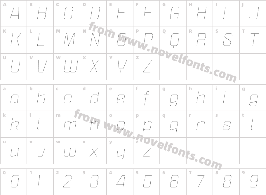 PoliticaXT-ThinItalicCharacter Map