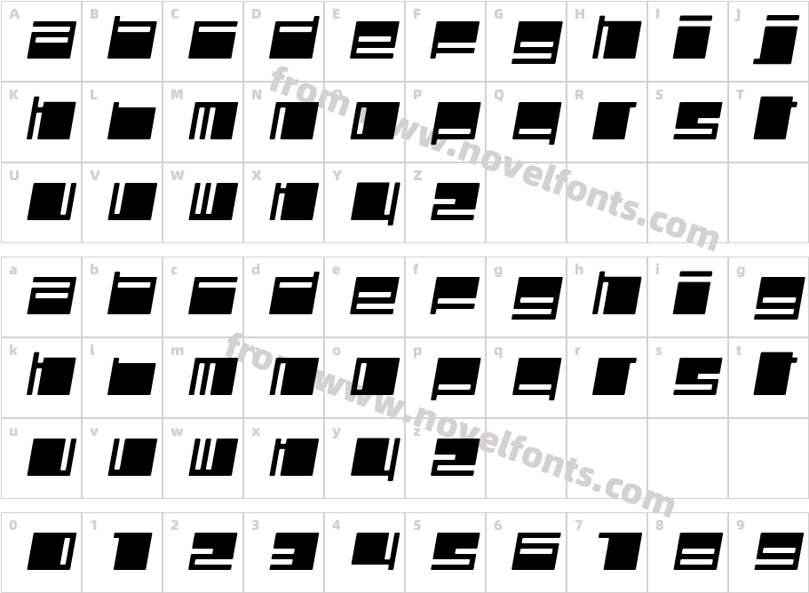 Polydiscous-ItalicCharacter Map