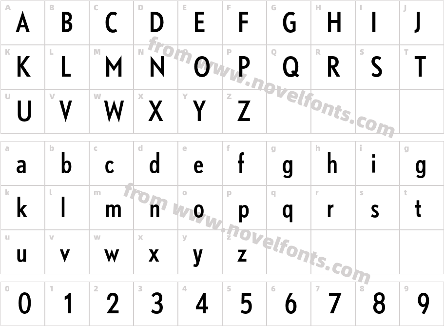 DTLNobelT CondensedCharacter Map