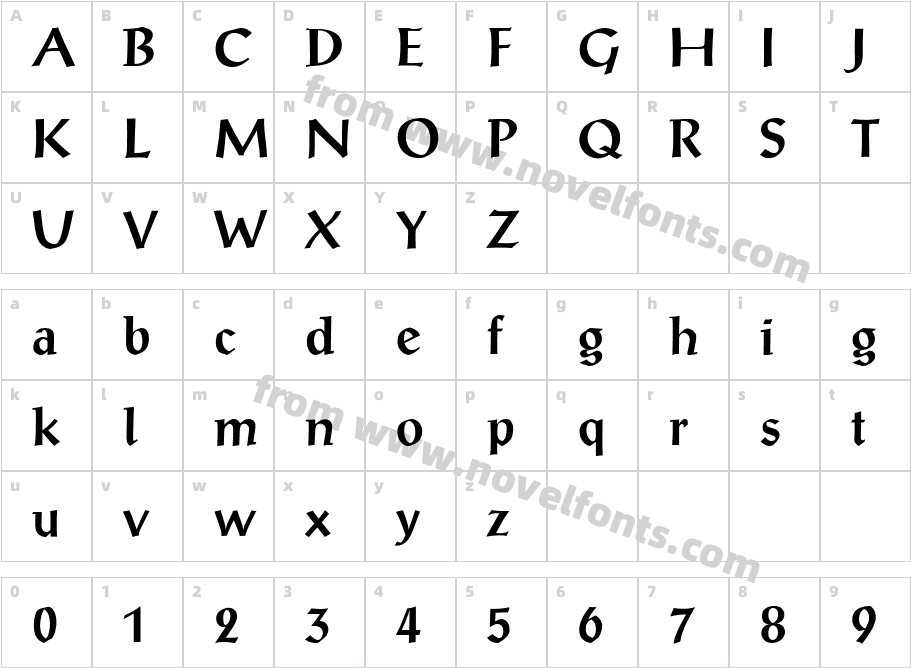 Post-Antiqua (R) MediumCharacter Map