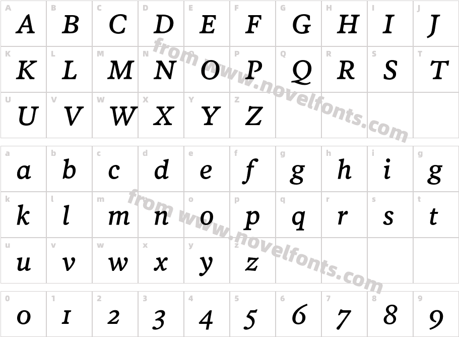 PoynterOSTextFour-ItalicCharacter Map