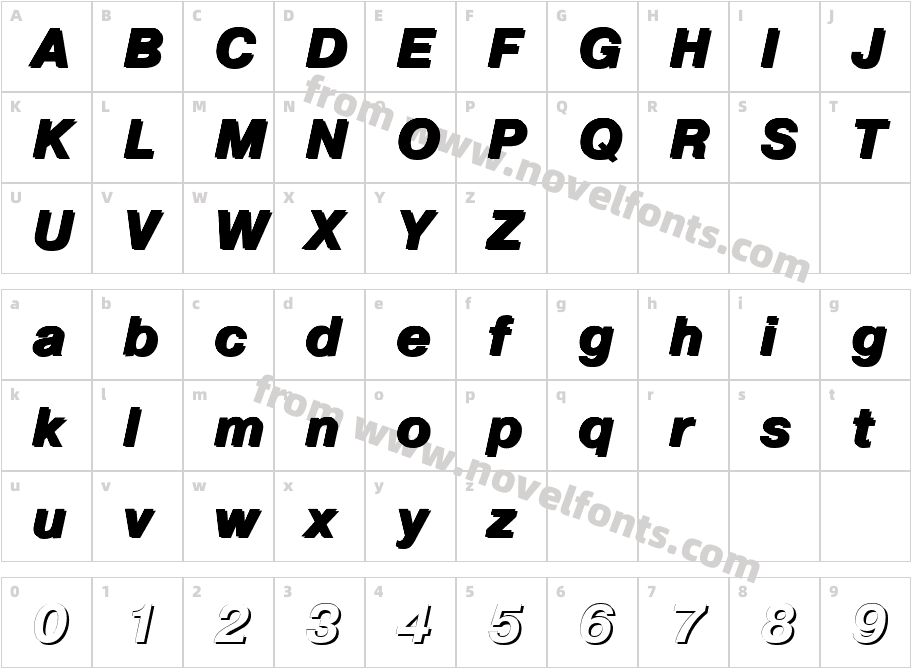 PragmaticaShadowC Bold ItalicCharacter Map