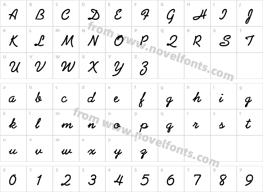 Abrazo Script SSi BoldCharacter Map