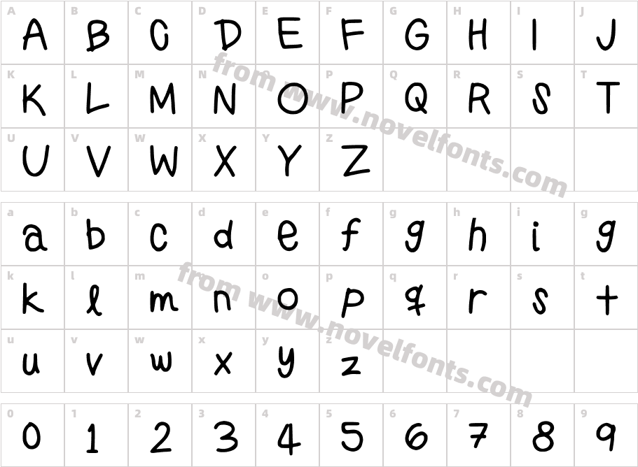 PreppyGirlsHandwritingCharacter Map