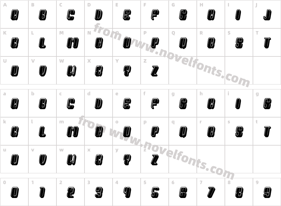 President Filled ItalicCharacter Map