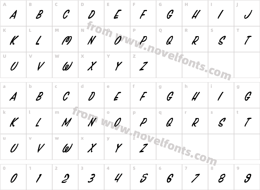 Press Darling Condensed ItalicCharacter Map