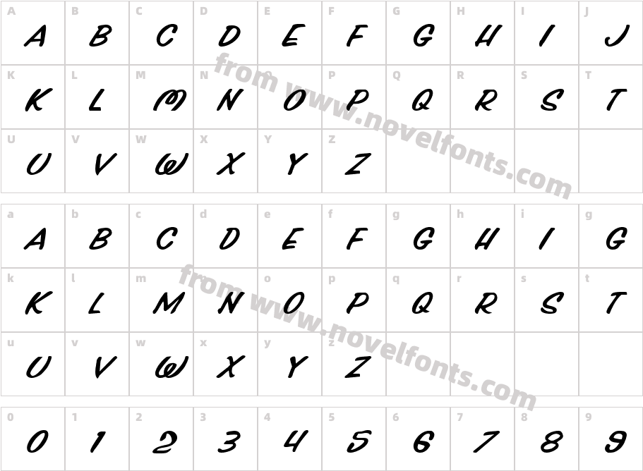 Press Darling Expanded ItalicCharacter Map