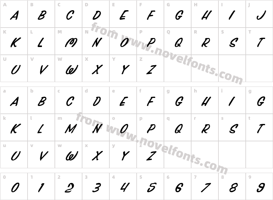 Press Darling ItalicCharacter Map