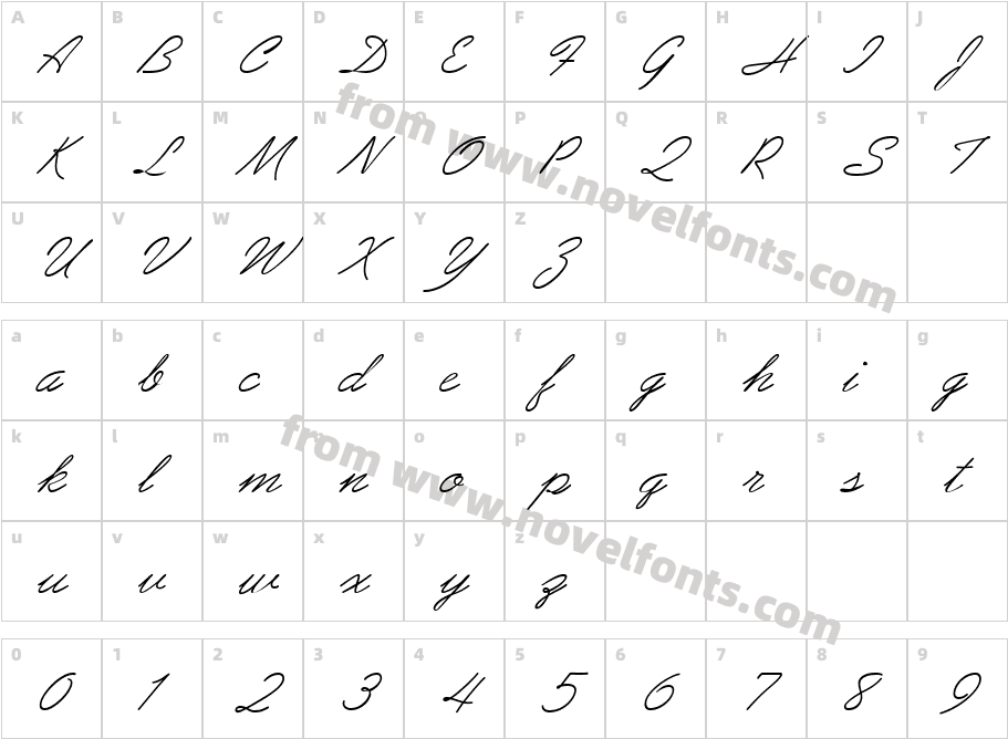 Abrazo Script SSi ItalicCharacter Map