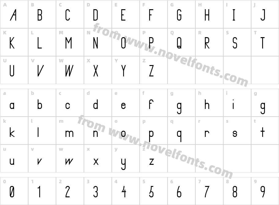 Primadona BoldCharacter Map