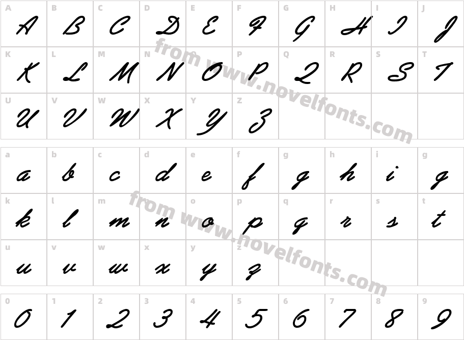 AbrazoScriptSSK BoldItalicCharacter Map