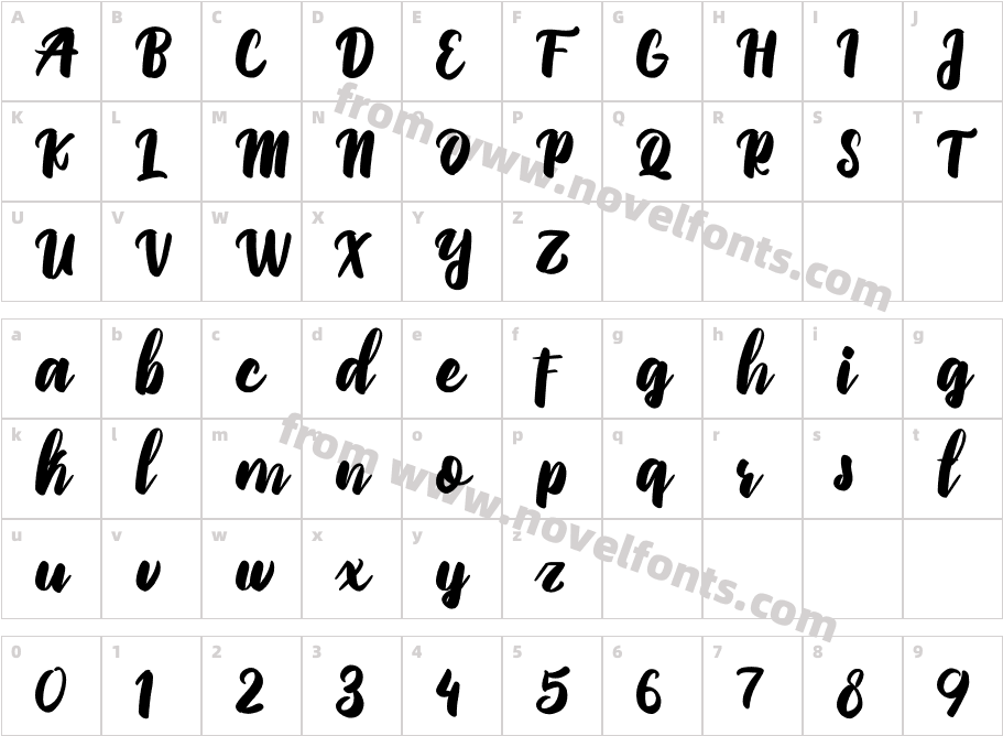 PriscilliaScript-MediumCharacter Map