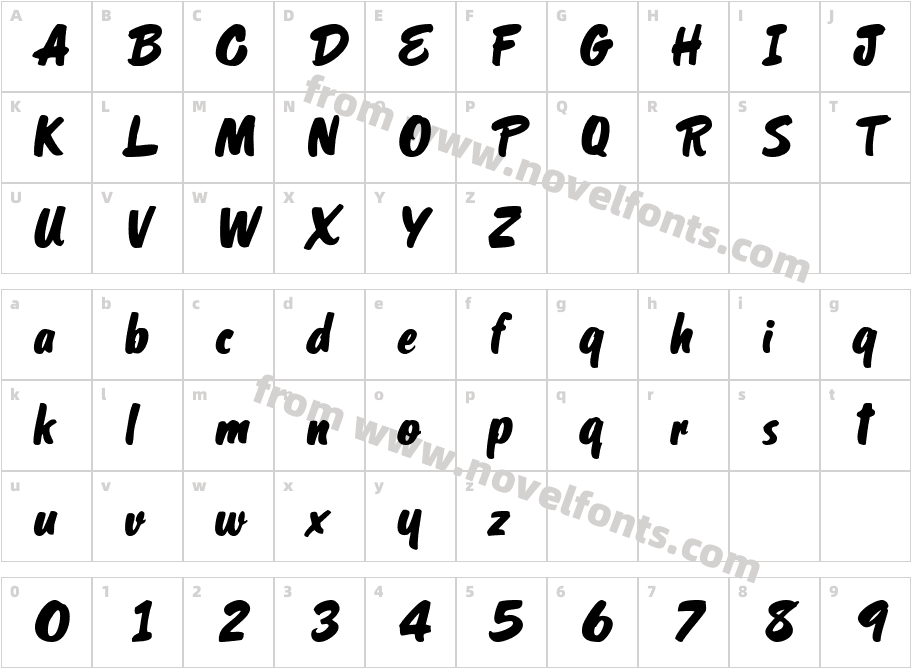 PritchettScript ItalicCharacter Map