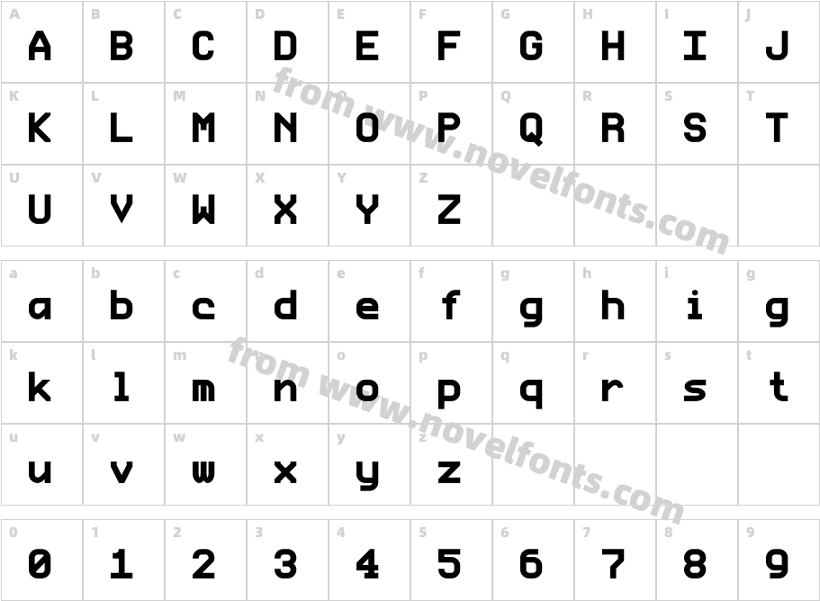 ProFontWindows BoldCharacter Map