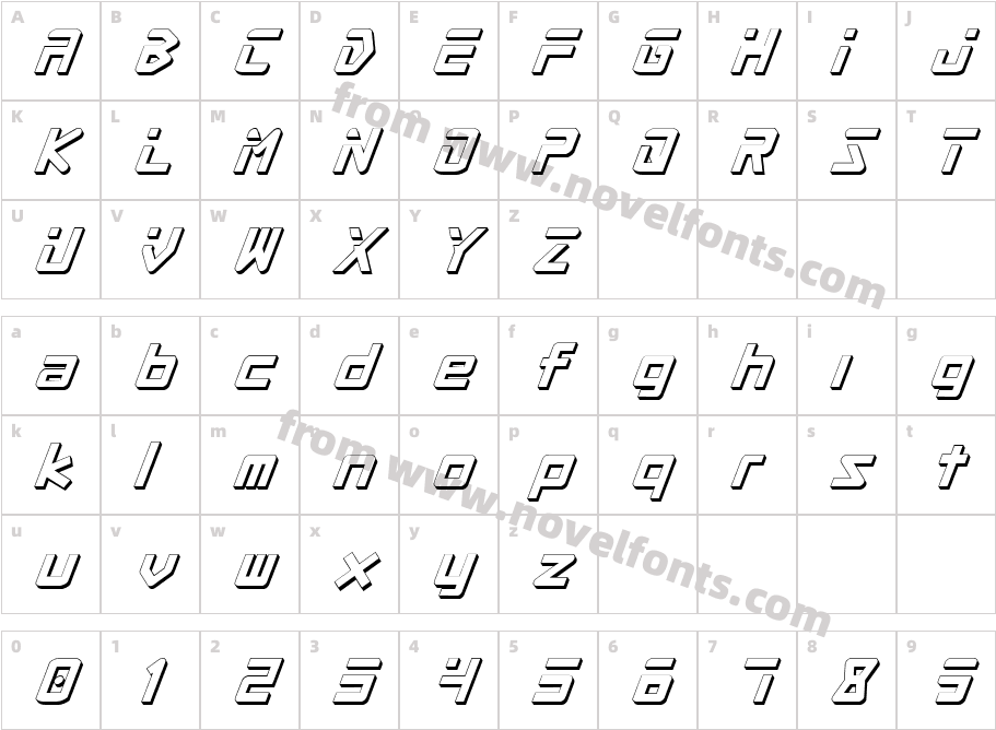 Procyon Shadow ItalicCharacter Map