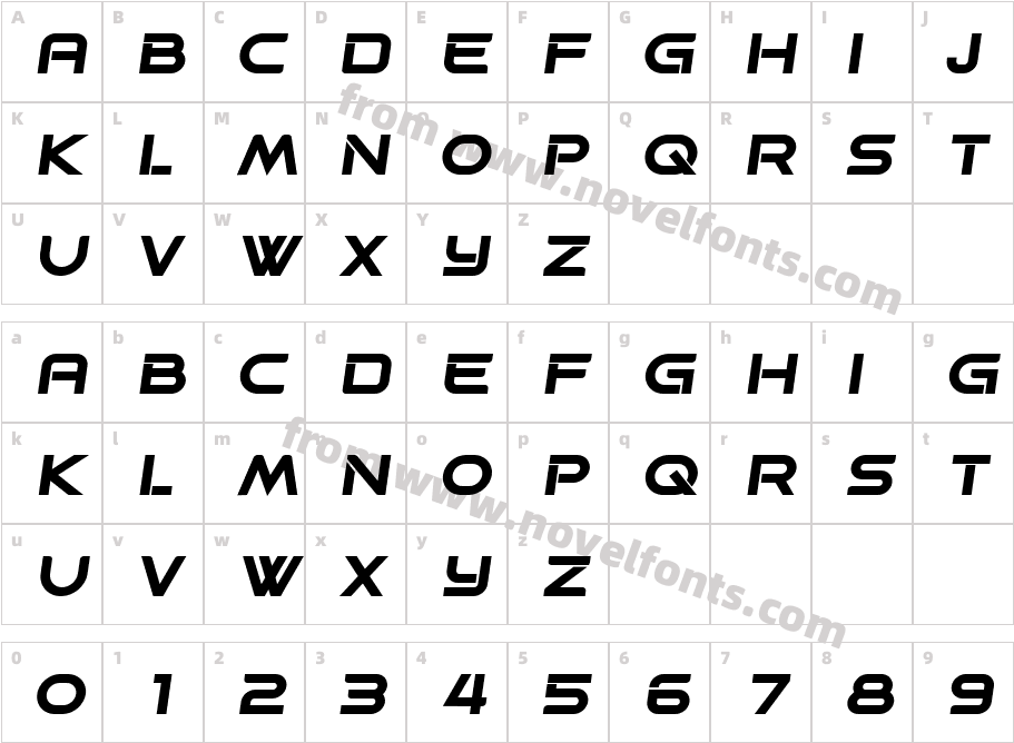 Progress Extended Bold ItalicCharacter Map