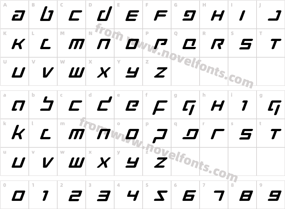 Prokofiev Expanded ItalicCharacter Map