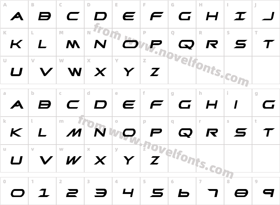 Promethean Bold ExpItalicCharacter Map