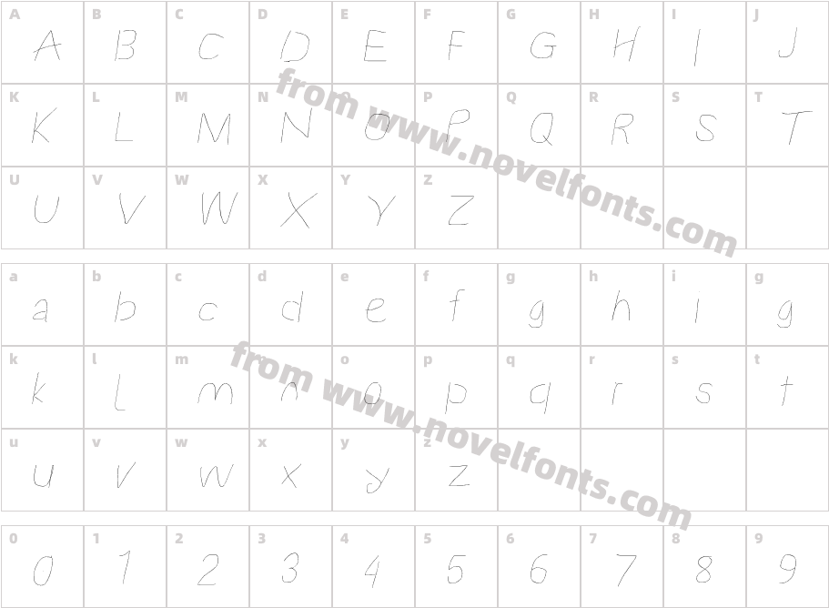 Proton Hairline Extended ItalicCharacter Map