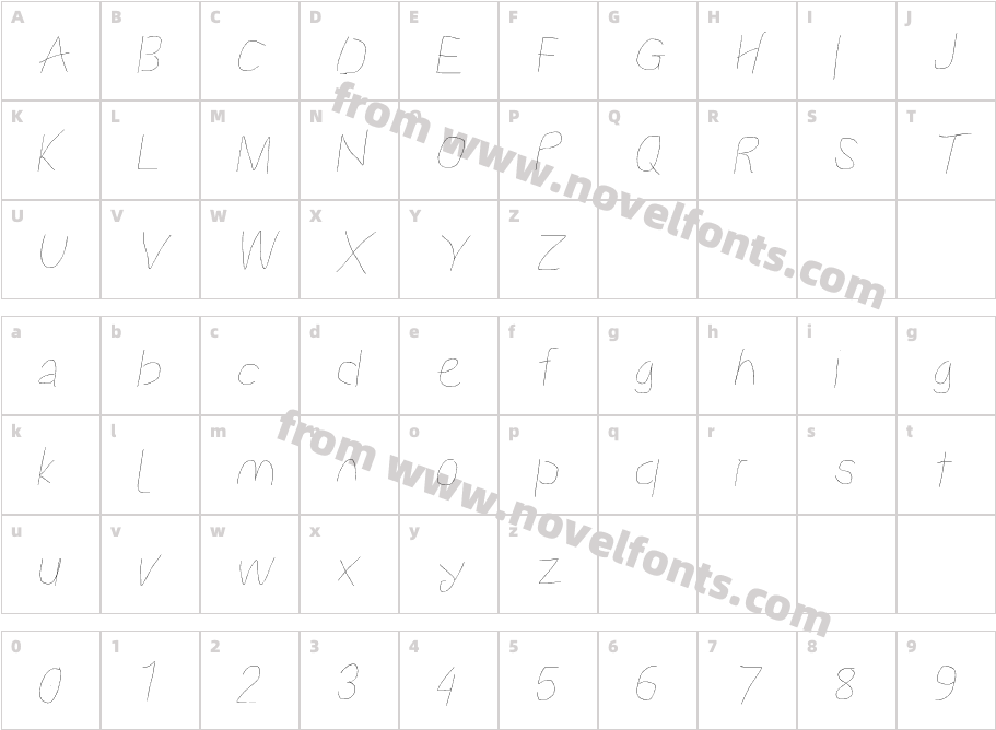 Proton Hairline ItalicCharacter Map