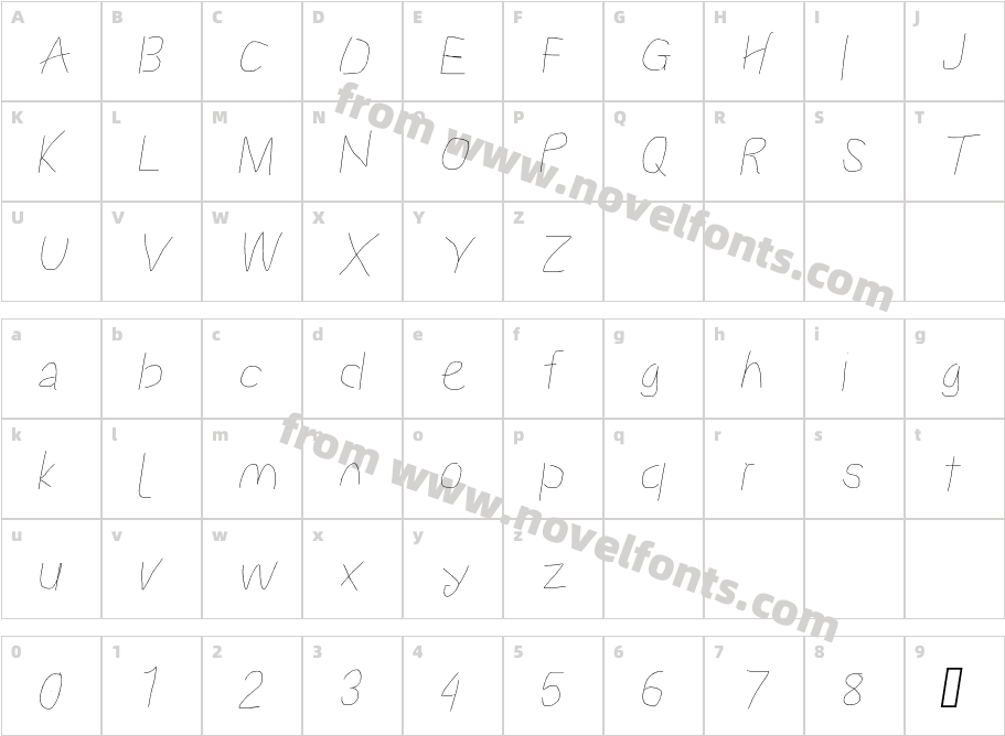 Proton Light ItalicCharacter Map