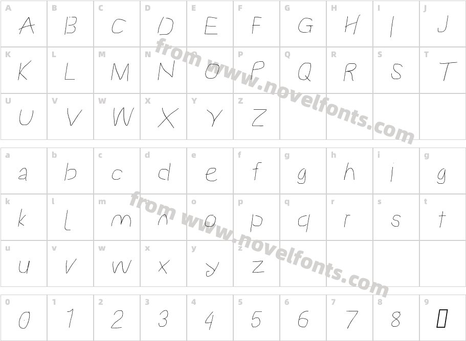 Proton Semilight Extended ItalicCharacter Map