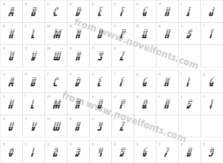 Prowler Gradient ItalicCharacter Map